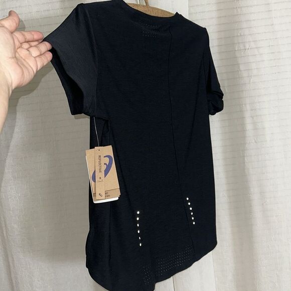 ASICS XS-XLβBlack Laser Perforated Short Sleeve Run Workout Tee - Picture 8 of 13